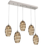 Ellisse Linear Multi Light Pendant - Beige Silver / Optic Bronze