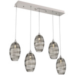 Ellisse Linear Multi Light Pendant - Beige Silver / Optic Smoke