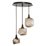 Gem Round Multi Light Pendant - Matte Black / Bronze