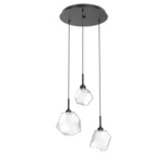 Gem Round Multi Light Pendant - Matte Black / Clear