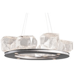 Gem Ring Single Tier Chandelier - Metallic Beige Silver / Clear