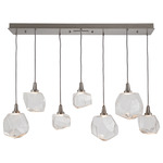 Gem Linear Multi Light Pendant - Beige Silver / Clear