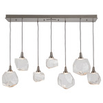 Gem Linear 7-Light Multi Light Pendant - Metallic Beige Silver / Clear