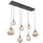 Gem Linear 7-Light Multi Light Pendant - Matte Black / Bronze