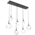 Gem Linear 7-Light Multi Light Pendant - Matte Black / Clear