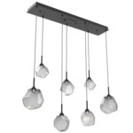 Gem Linear 7-Light Multi Light Pendant - Matte Black / Smoke