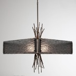 Ironwood Square Chandelier - Satin Nickel / Smoke Granite