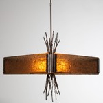 Ironwood Square Chandelier - Satin Nickel / Bronze Granite