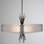Ironwood Square Chandelier - Gunmetal / Frosted Granite