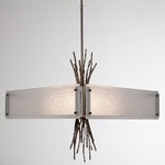 Ironwood Square Chandelier - Satin Nickel / Frosted Granite