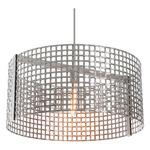 Tweed Drum Pendant - Beige Silver / No Glass