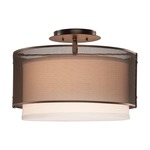 Uptown Mesh Semi Flush Ceiling Light - Flat Bronze / White Linen