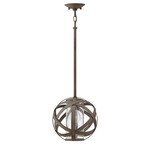 Carson 120V Small Outdoor Pendant - Vintage Iron / Clear Seedy