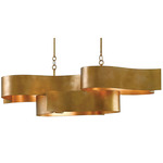 Grand Lotus Oval Chandelier - Antique Gold Leaf