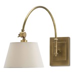 Ashby Swing Arm Wall Light - Antique Brass / Off White