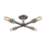 Cast Iron Pipe Semi Flush Ceiling Light - Weathered Zinc