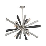 Solara Linear Chandelier - Grey Washed Wood / Polished Nickel