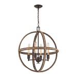 Natural Rope Round Chandelier - Oil Rubbed Bronze