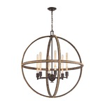 Natural Rope Round Chandelier - Oil Rubbed Bronze
