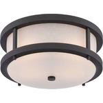 Willis Outdoor Ceiling Flush Light - Textured Black / Antique White