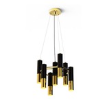 Ike Round Suspension - Gold / Glossy Black
