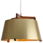 Ignis LED Rigid Stem Pendant - Brushed Brass / Walnut