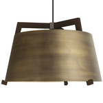 Ignis Cord Pendant - Distressed Brass / Dark Stained Walnut