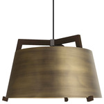 Ignis Cord Pendant - Distressed Brass / Dark Stained Walnut