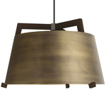 Ignis Cord Pendant - Distressed Brass / Dark Stained Walnut
