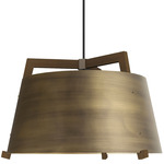 Ignis Rigid Stem Pendant - Distressed Brass / Walnut