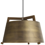 Ignis Rigid Stem Pendant - Distressed Brass / Walnut