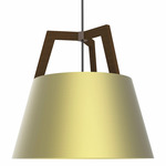 Imber Rigid Stem LED Pendant - Brushed Brass / Walnut