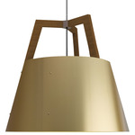 Imber Rigid Stem Pendant Without Diffuser - Brushed Brass / Walnut