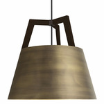 Imber Rigid Stem LED Pendant - Distressed Brass / Dark Stained Walnut