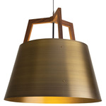 Imber Cord Pendant Without Diffuser - Distressed Brass / Walnut