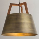 Imber Cord Pendant Without Diffuser - Distressed Brass / Walnut
