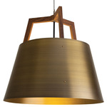 Imber Cord Pendant Without Diffuser - Distressed Brass / Walnut