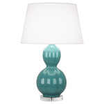 Randolph Table Lamp - Mayo Teal / Pearl Dupioni