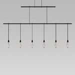 Suspenders Linear Two Tier Pendant with Teardrops - Satin Black