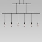 Suspenders Linear Two Tier Pendant with Teardrops - Satin Black