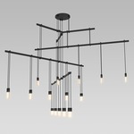 Suspenders Tri-Bar 4-Tier Pendant with Etched Chiclets - Satin Black
