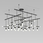 Suspenders 2-Tier Grid Pendant with Chiclet Clusters - Satin Black / White