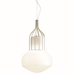 Aerostat Cage Pendant - Brass / White