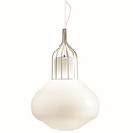 Aerostat Cage Pendant - Brass / White
