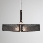 Urban Loft Square Chandelier - Satin Nickel / Smoke Granite