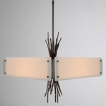 Ironwood Square Chandelier - Gunmetal / Ivory Wisp