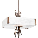 Ironwood Square Chandelier - Oil Rubbed Bronze / Ivory Wisp