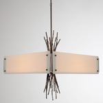 Ironwood Square Chandelier - Satin Nickel / Ivory Wisp