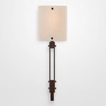 Urban Loft Trestle Glass Wall Sconce - Oil Rubbed Bronze / Ivory Wisp