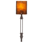 Urban Loft Trestle Glass Wall Light - Satin Nickel / Bronze Granite